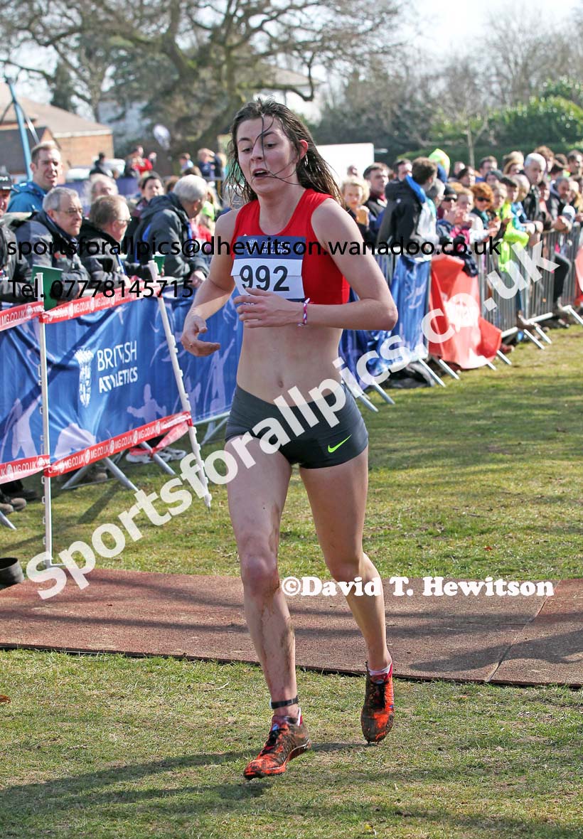 Jessica Judd (Essex) finishing the Senior Womens Inter Counties Cross Country,  Cofton Park, Birmingham. Photo: David T. Hewitson/Sports for All Pics